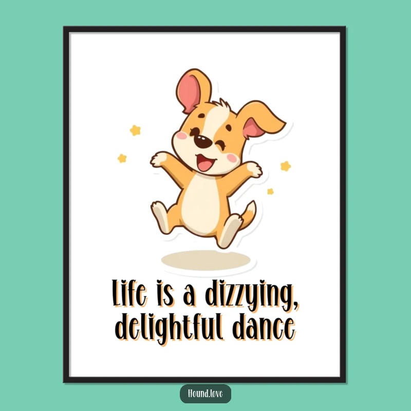 Free Printable Wall Art: Funny Spinning Hound, Humorous Downloadable Decor