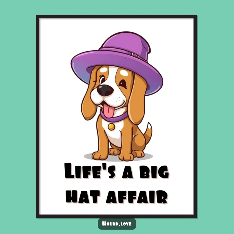 Free Printable Wall Art: Dog Hat Humor, Whimsical Canine Art Downloadable