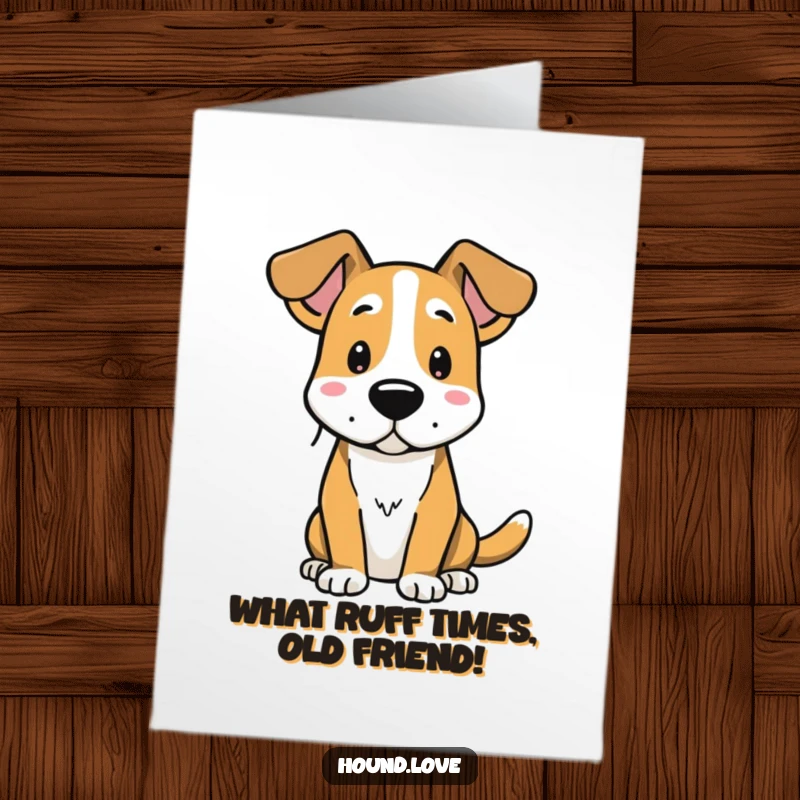Funny Free Printable Dog Birthday Card: Alert hound with big ears listening intently, ready for birthday fun. Hilarious downloadable greeting.