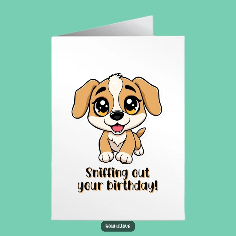 Free Printable Funny Hound Sparkle Eyes Birthday Card - Excited Downloadable Gift