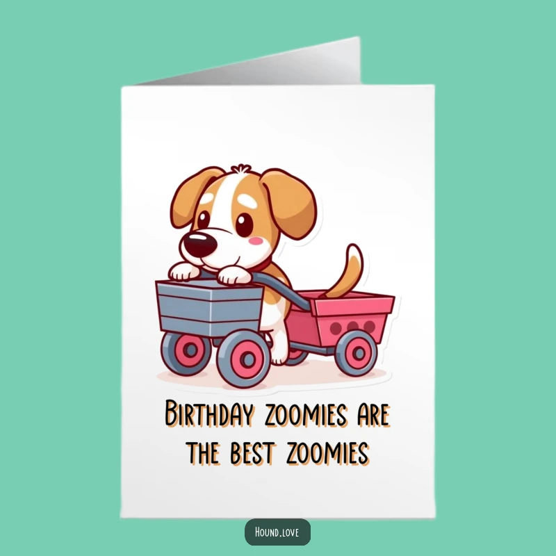 Free Printable Hound Birthday Card: Determined Puller, Funny Downloadable Gift