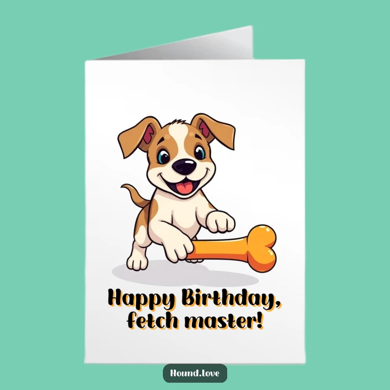 Free Printable Hound Birthday Card: Funny Pouncing Dog Downloadable Gift for an Energetic Celebration