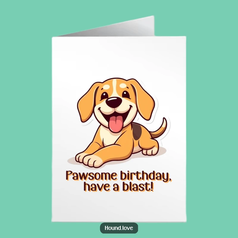 Free Printable Birthday Card: Funny Sliding Hound, Perfect DIY Downloadable Gift