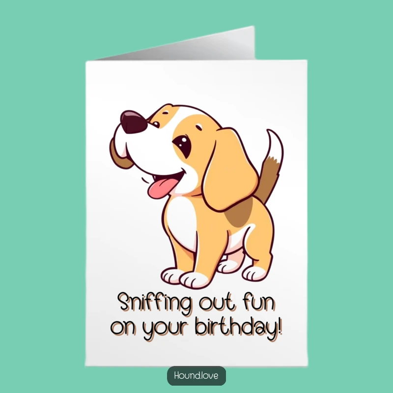 Free Printable Birthday Card: Joyful Hound Sniffing for Birthday Fun & Laughs