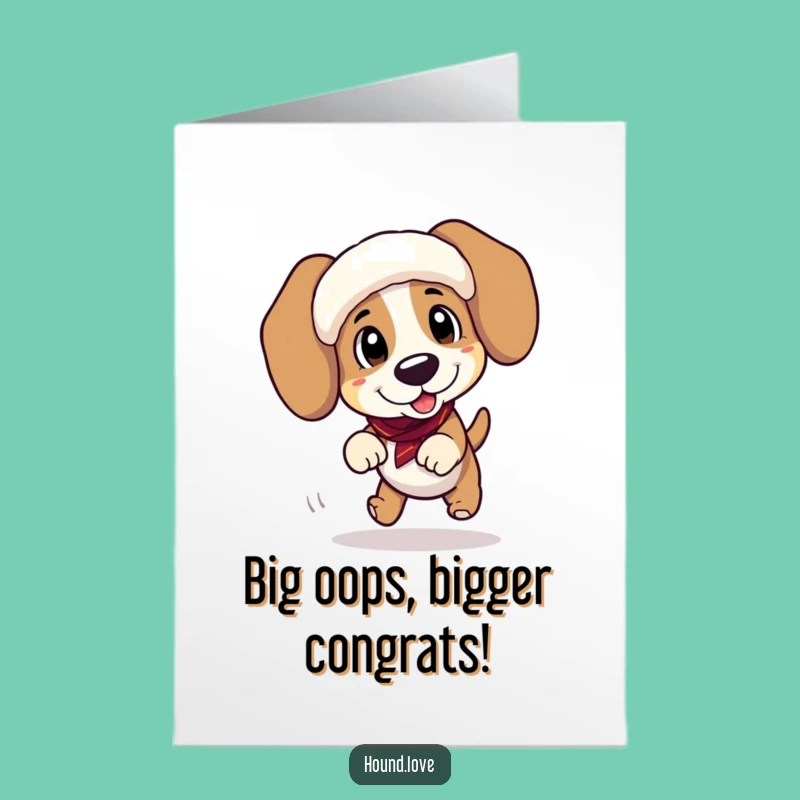 Free Printable Congrats Card: Goofy Hound Dog Tumbles - Hilarious Downloadable Gift