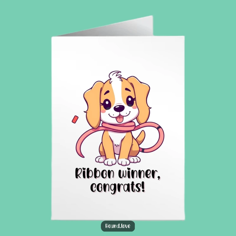 Free Printable Congrats Card: Tangled Hound Ribbon Funny Downloadable Greeting