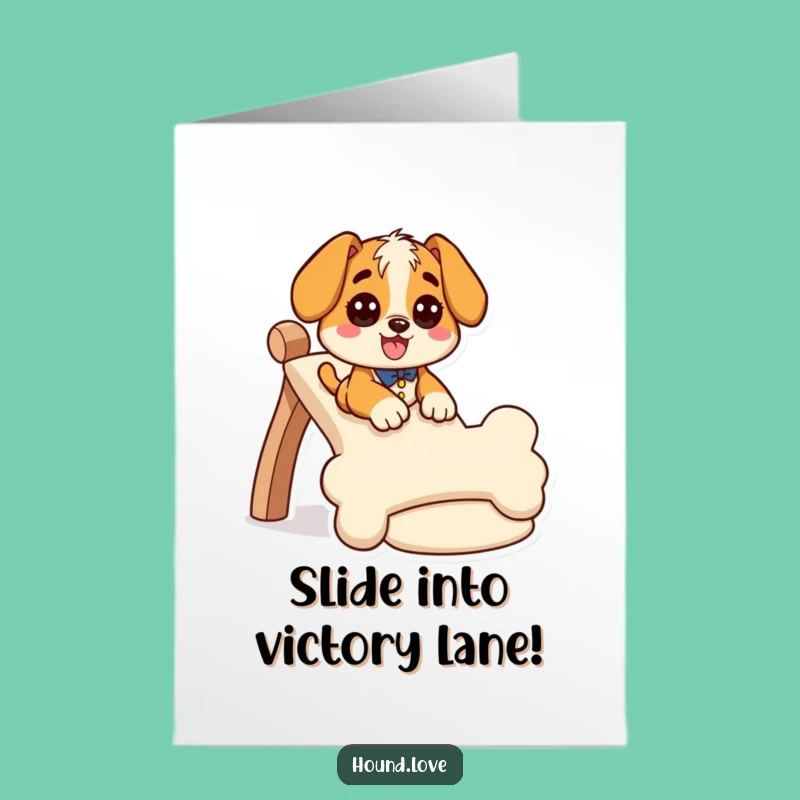 Free Printable Hound Congrats Card: Bone Slide Excitement Downloadable Gift