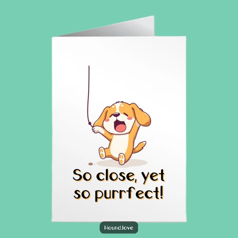 Free Printable Falling Hound Congrats Card: Funny String Fail Downloadable Gift