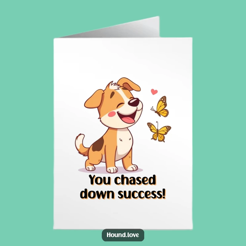 Free Printable Congrats Card: Giggling Hound & Butterfly Funny Downloadable Gift