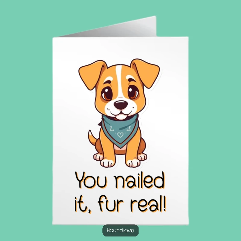 Free Printable Congrats Card: Jaunty Bandana Hound Dog, Humorous Downloadable Gift