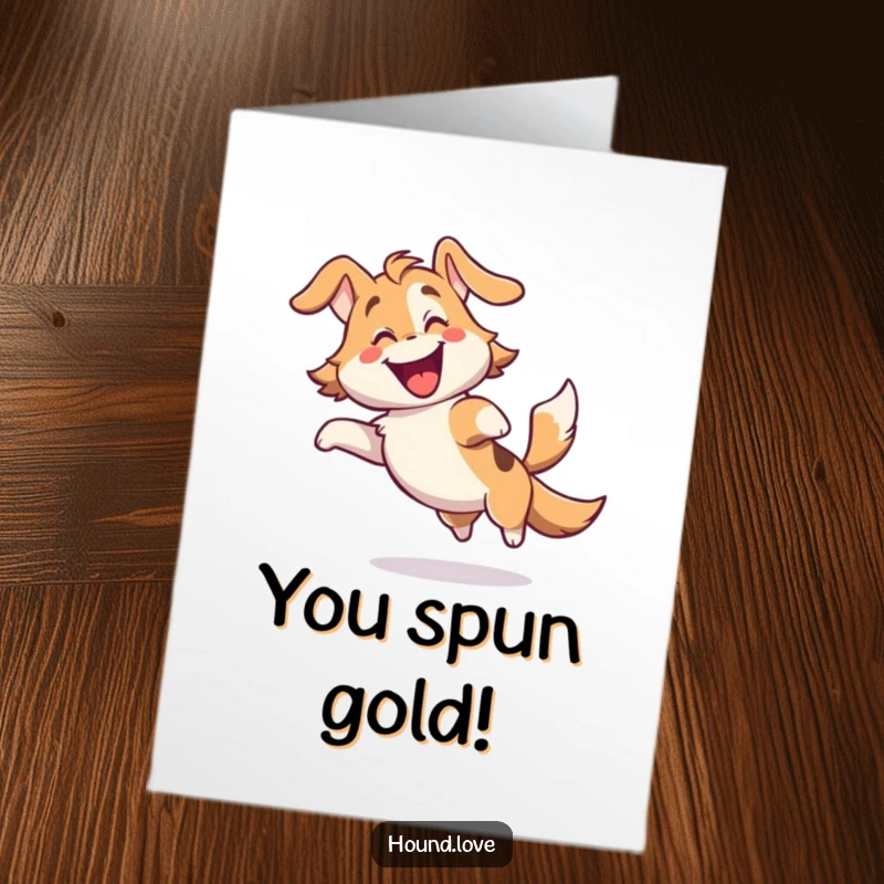Funny Free Printable Congratulations Card: A Gleeful Hound Dog Spinning Madly, Tail a Blur of Joy