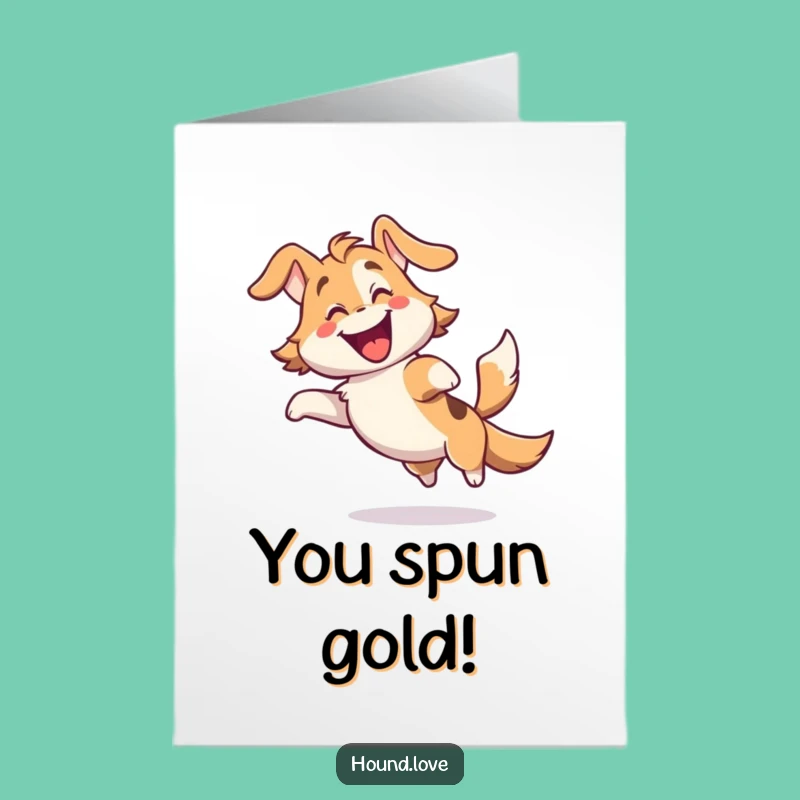 Free Printable Congrats Card: Ecstatic Hound Dog Celebration - Downloadable Art