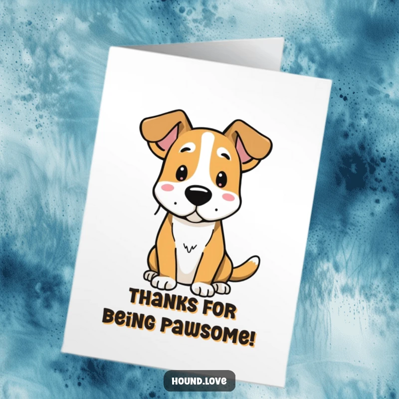 Funny Free Printable Dog Thank You Card: Alert hound with attentive ears, listening to your thanks. Charming downloadable note of appreciation.