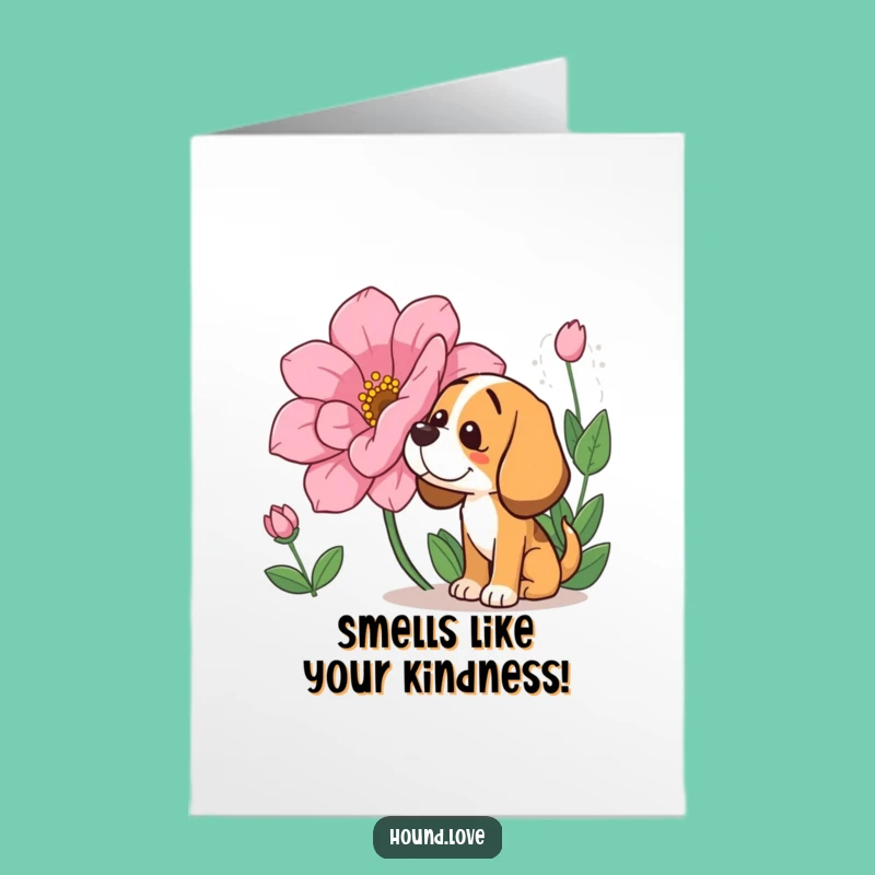 Free Printable Thank You Card: Dog Flower Sniff, Humorous Gratitude Downloadable
