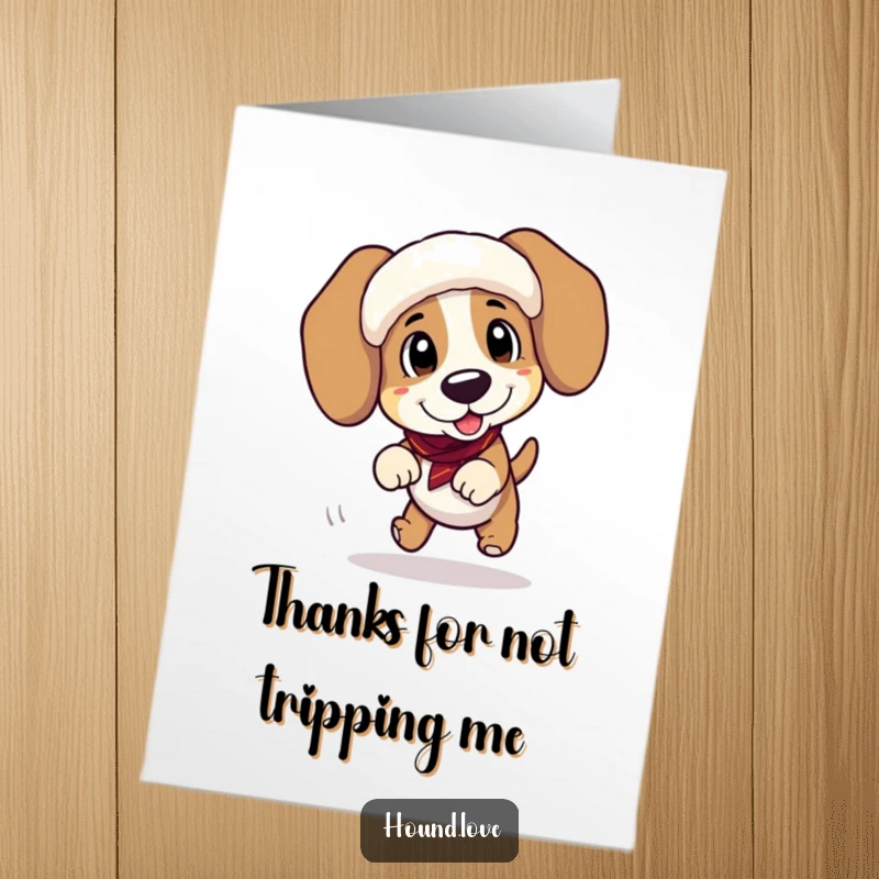 Funny Free Printable Thank You Card: A Silly Hound Dog Tripping, Expressing Gratitude With Humor