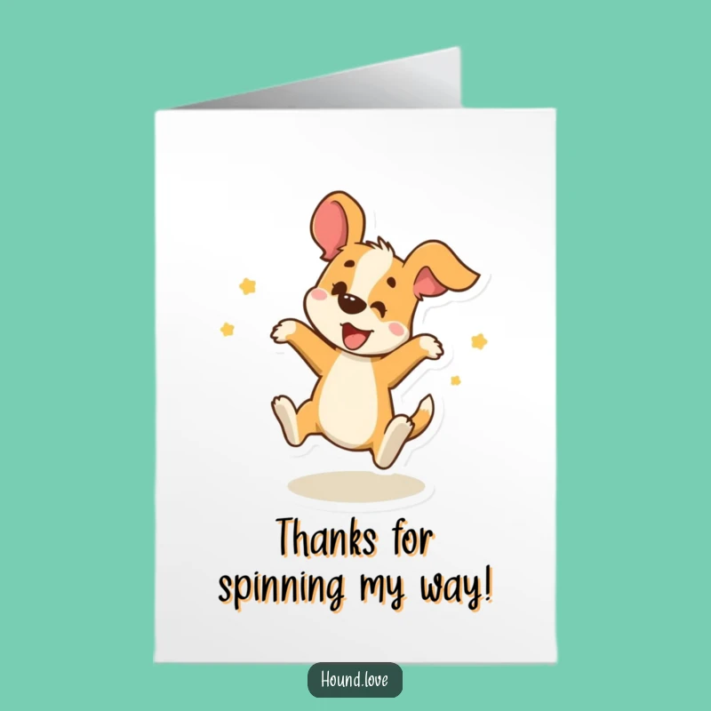 Free Printable Thank You Card: Funny Spinning Hound DIY Downloadable Gift