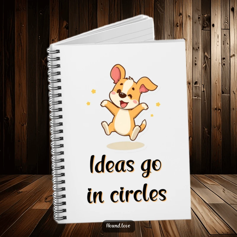 Funny Notebook: A delighted hound spins playfully, perfect for capturing funny thoughts, dreams, and ideas with energy.