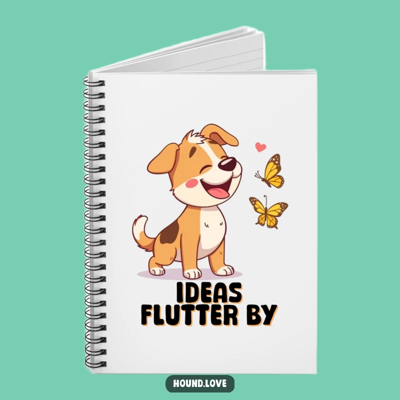 Funny Hound Chasing Butterfly Notebook: Jot Down Ideas with Hilarious Pet Fun