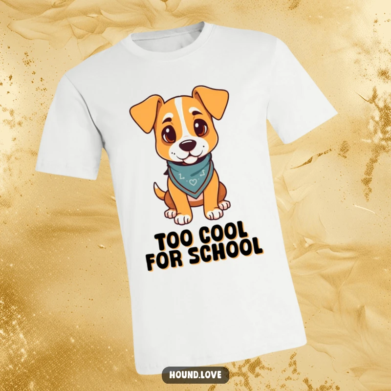 Funny dog t-shirt with a proud hound confidently wearing a jaunty bandana, exuding personality and style.