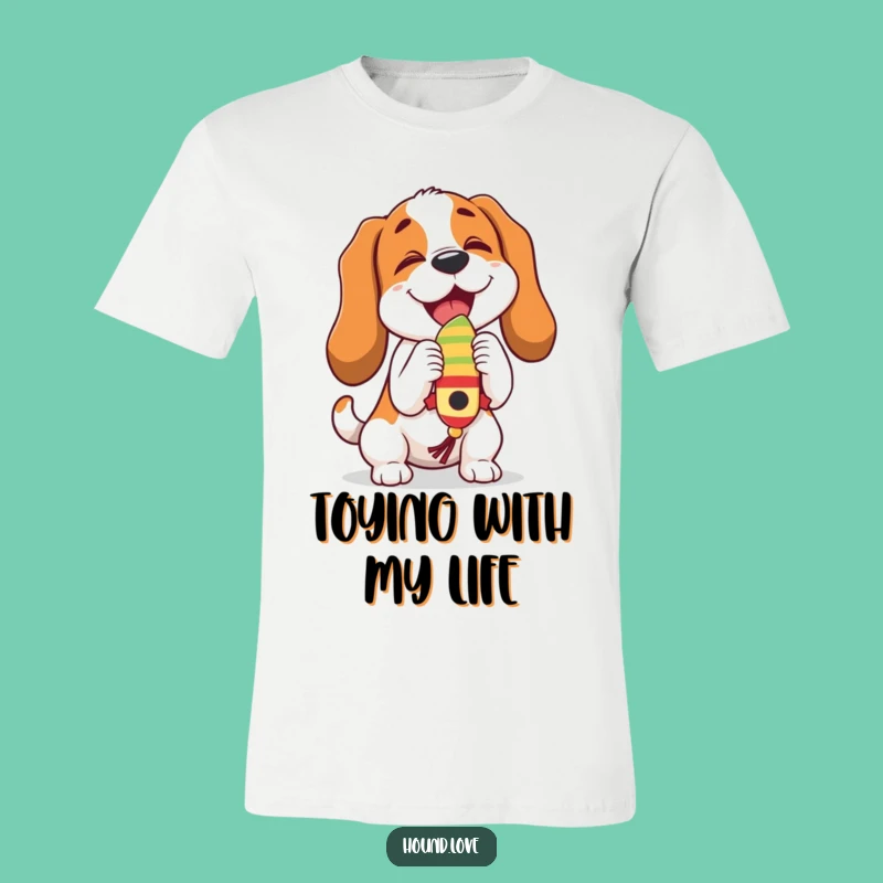 Funny Playful Hound T-Shirt: Wiggling Toy Fun, Great Funny Gift