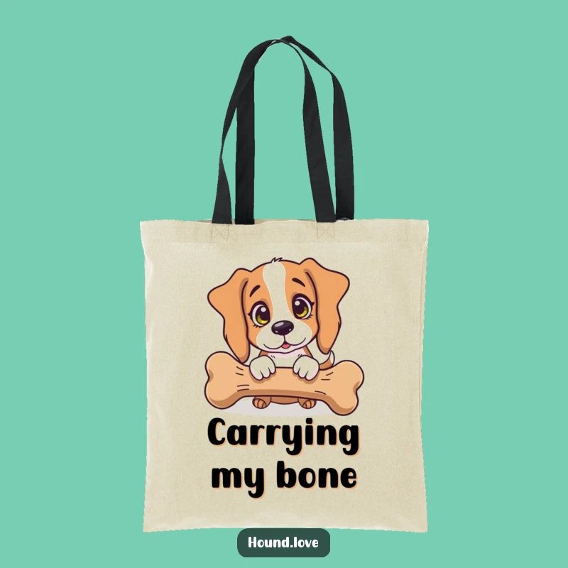 Funny Hound Dog Tote Bag: Innocent Eyes Admire Giant Bone, Perfect Humorous Shopping Companion