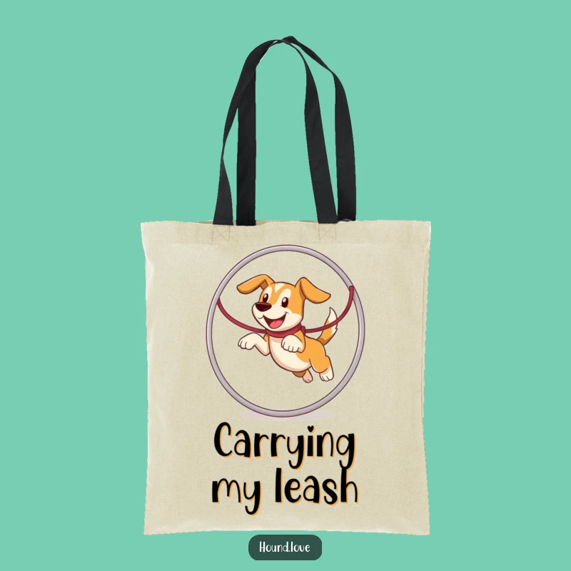 Funny Leaping Hound Tote Bag: Joyful Hoop Design, Ideal Funny Gift Bag